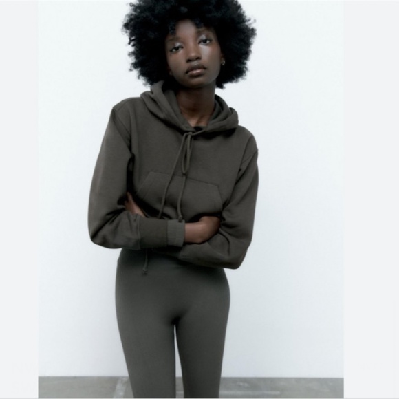 NWT ZARA BASIC CROP SWEATSHIRT GRAY - Picture 2 of 6